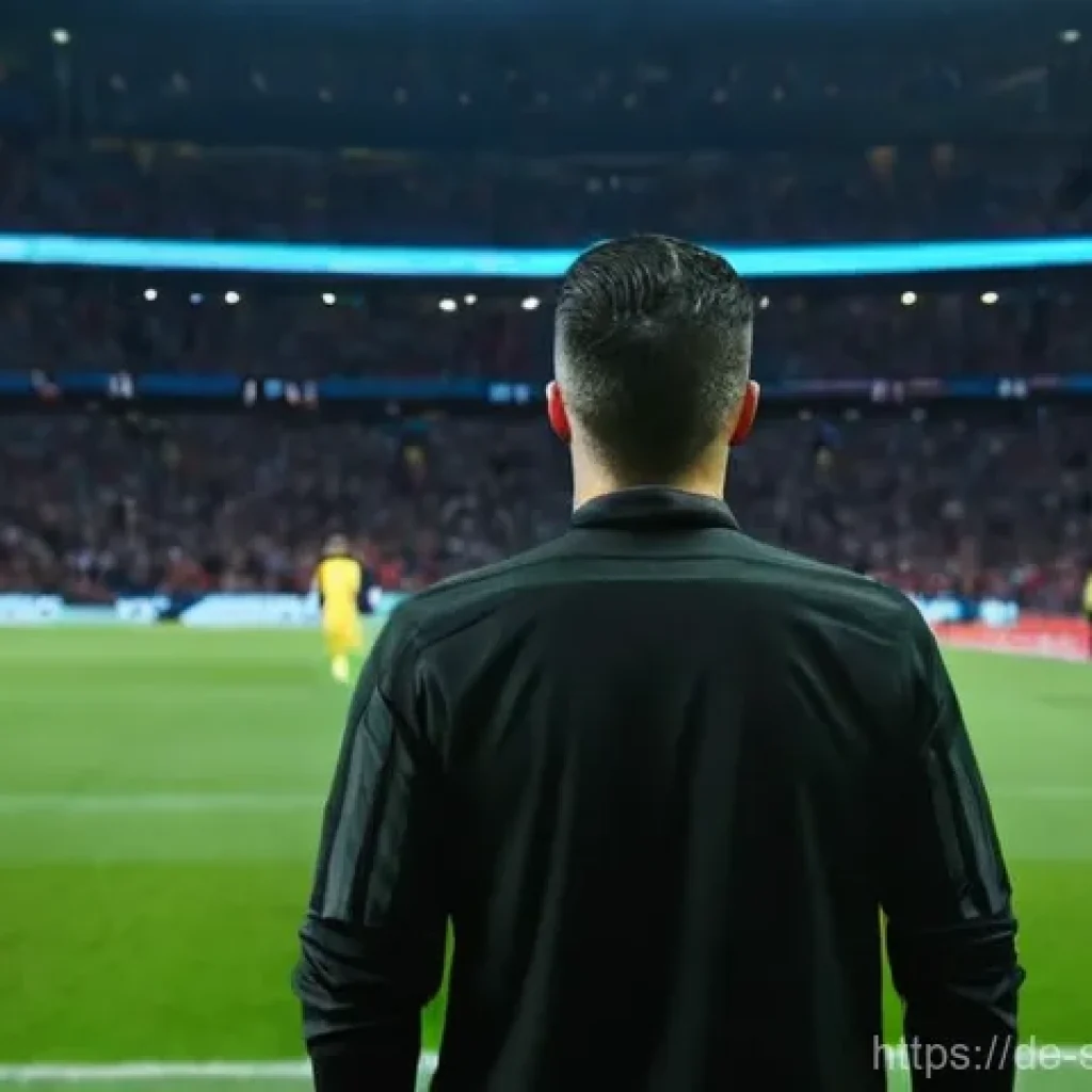 축구 경기 중 심판 판정 이해하기 - **Prompt:** A tense moment in a brightly lit, modern football stadium, filled with thousands of pass...