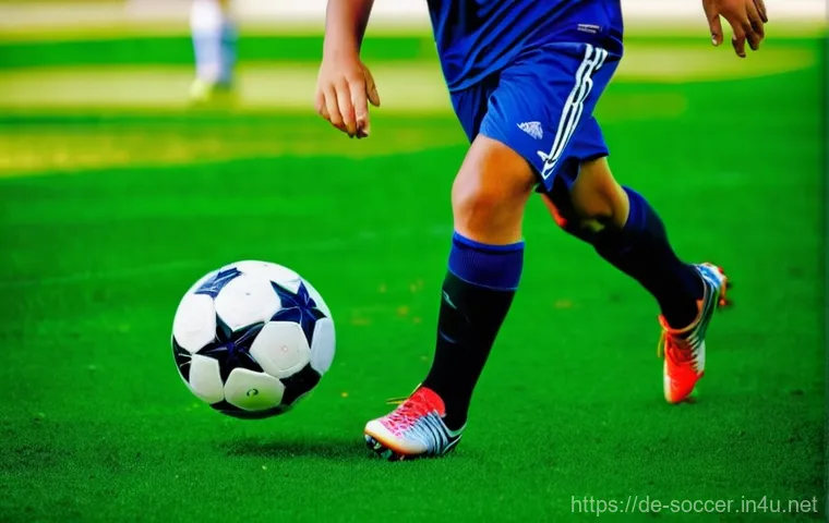 축구 공 컨트롤 연습법 - **Prompt:** A young adult male soccer player, wearing a clean, modern soccer kit (jersey, shorts, so...