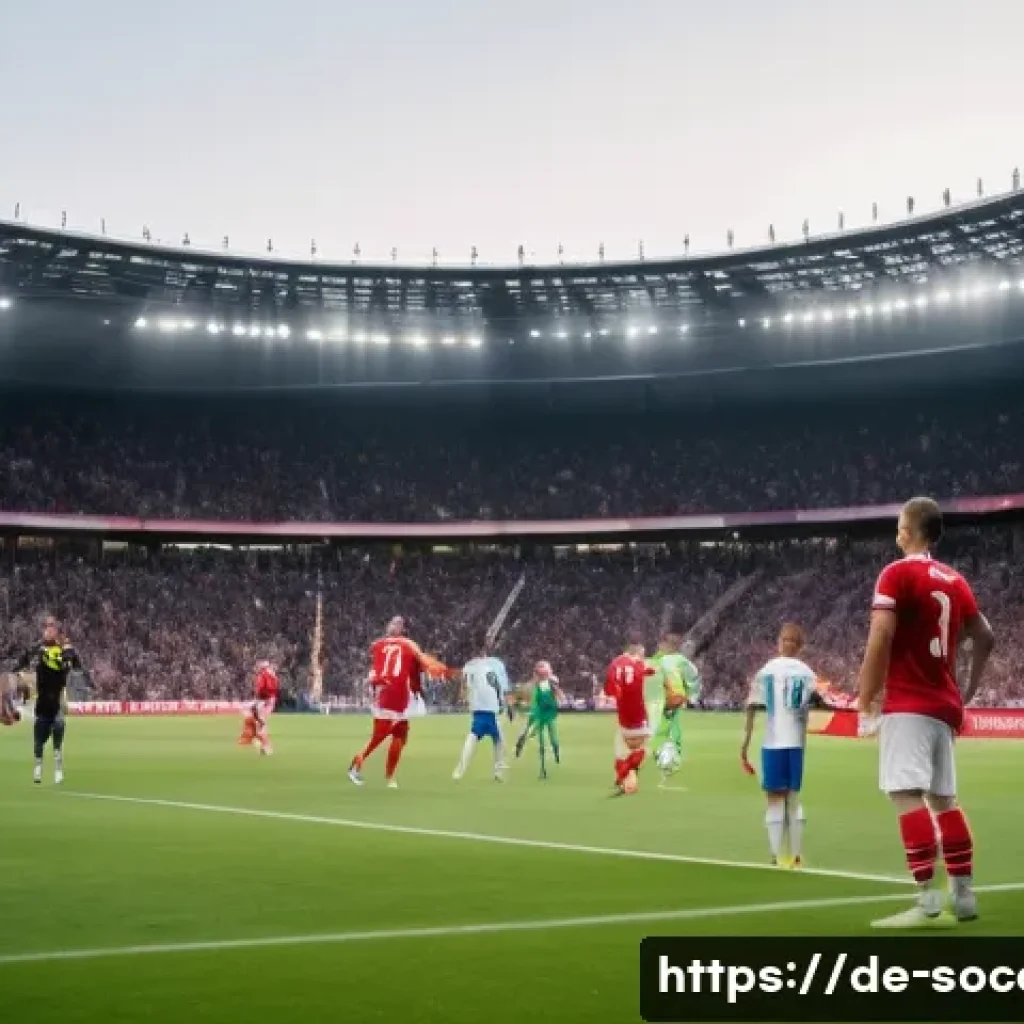 축구 경기 중 의사소통 방법 - A dynamic soccer scene on a professional European football pitch, showing two players communicating ...