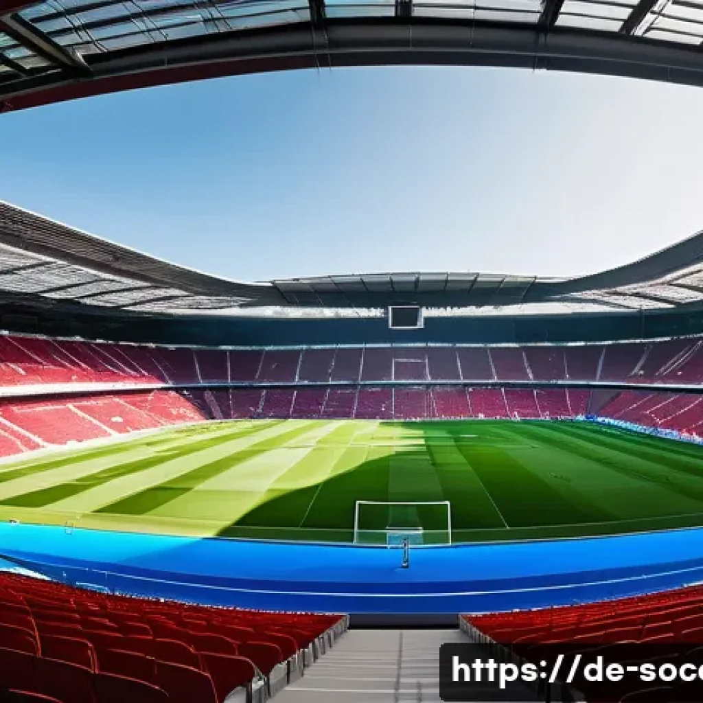 축구 관련 트렌드 연구 - A high-tech football stadium scene during a live match in Germany, featuring a vibrant crowd using s...