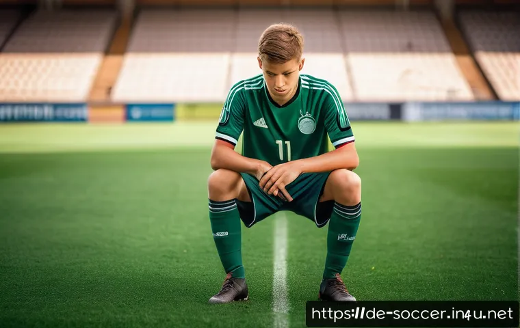 축구 페널티킥 성공률 높이기 - A focused young male soccer player standing confidently on a lush green football pitch in Germany, w...