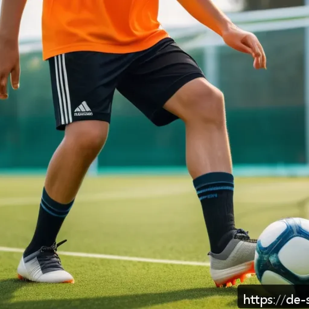 축구 경기 중 실수 줄이는 법 - A detailed scene of a young male soccer player practicing ball control on a lush green outdoor field...