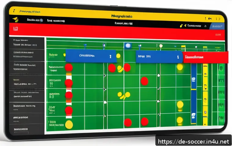 축구 타임라인 작성법 - A detailed digital football match timeline interface on a modern tablet screen, showing a clean, wel...