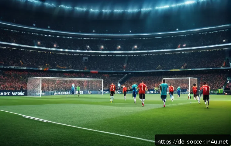 축구 관련 게임 추천 - Ultra-realistic soccer match scene in a large European stadium with vivid crowd atmosphere, featurin...